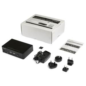 StarTech.com Switch Conmutador KVM de 2 Puertos DisplayPort - 4K a 60Hz - para Una Pantalla - Switch KVM de 2 Puertos DP 1.2 UHD con Hub Ladrón USB 3.0 y Audio - Dell HP Apple - TAA