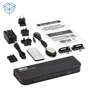 Tripp Lite B005-HUA4 KVM HDMI / USB de 4 Puertos - 4K 60 Hz, HDR, HDCP 2.2, IR, Compartido de USB Tripp Lite B005-HUA4 KVM HDMI / USB de 4 Puertos - 4K 60 Hz, HDR, HDCP 2.2, IR, Compartido de USB