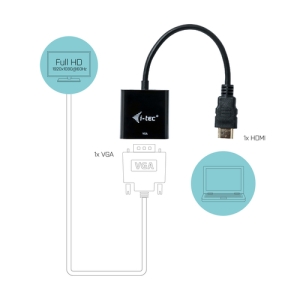 i-tec HDMI2VGAADA adaptador de cable de vídeo 0,15 m HDMI VGA Negro i-tec HDMI2VGAADA adaptador de cable de vídeo 0,15 m HDMI VGA Negro
