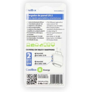 Cargador Coolbox Pared 5v 2xusb Cargador Coolbox Pared 5v 2xusb