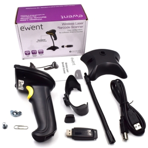 Ewent EW3430 lector de código de barras Lector de códigos de barras portátil 1D LED Negro