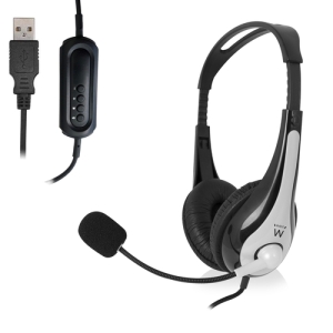 Ewent EW3565 auricular y casco Auriculares Alámbrico Diadema Llamadas/Música USB tipo A Negro, Blanco Blanco