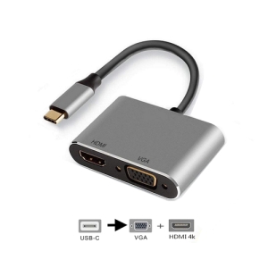 15 m USB Tipo C HDMI + VGA (D-Sub) Negro