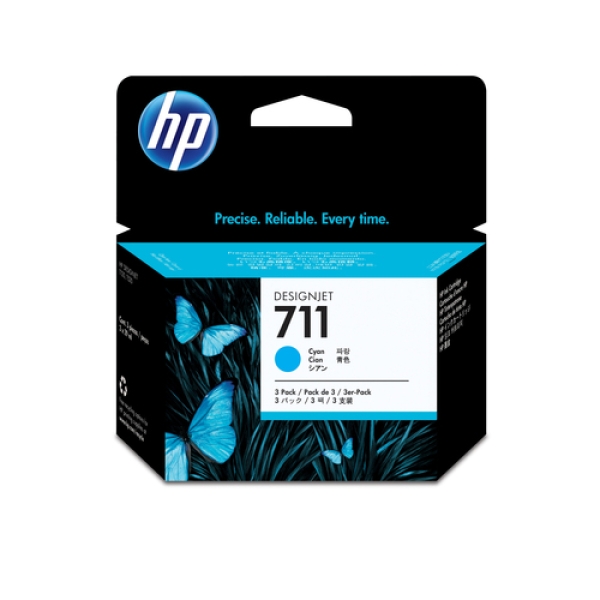 HP Pack de ahorro de 3 cartuchos de tinta DesignJet 711 cian de 29 ml
