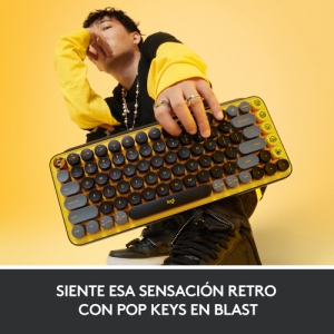 Logitech POP Keys Wireless Mechanical Keyboard With Emoji Keys teclado RF Wireless + Bluetooth QWERTY Español Negro, Gris, Amarillo Amarillo