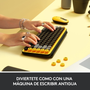 Logitech POP Keys Wireless Mechanical Keyboard With Emoji Keys teclado RF Wireless + Bluetooth QWERTY Español Negro, Gris, Amarillo Logitech POP Keys Wireless Mechanical Keyboard With Emoji Keys teclado RF Wireless + Bluetooth QWERTY Español Negro, Gris, Amarillo