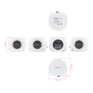 Nanocable Base de 3 enchufes con 4 USB's (2 USB A + 2 USB-C), con interruptor