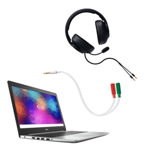 Nanocable Cable adaptador Audio Jack 3.5/M 4pines - 2xJack 3.5/H 3pines, blanco, 20 cm