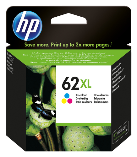 HP Cartucho de tinta original 62XL de alta capacidad tricolor HP Cartucho de tinta original 62XL de alta capacidad tricolor C2P07AE#ABE