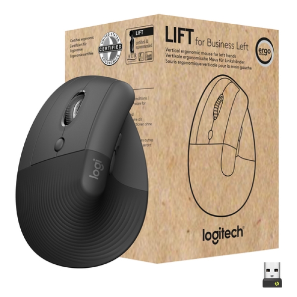 Logitech Lift for Business ratón Izquierda RF Wireless + Bluetooth Óptico 4000 DPI 910-006495