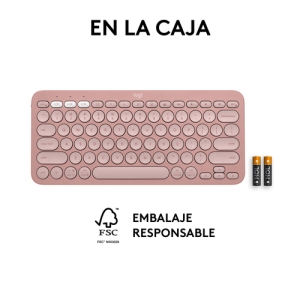 Logitech Pebble Keys 2 K380s teclado RF Wireless + Bluetooth QWERTY Español Rosa Logitech Pebble Keys 2 K380s teclado RF Wireless + Bluetooth QWERTY Español Rosa