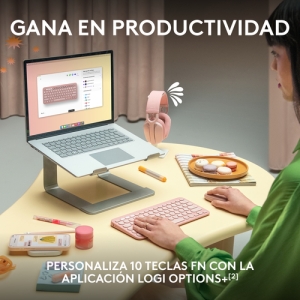 Logitech Pebble Keys 2 K380s teclado RF Wireless + Bluetooth QWERTY Español Rosa Logitech Pebble Keys 2 K380s teclado RF Wireless + Bluetooth QWERTY Español Rosa