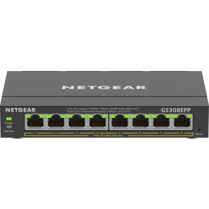 NETGEAR 8-Port Gigabit Ethernet High-Power PoE+ Plus Switch (GS308EPP) Gestionado L2/L3 Gigabit Ethernet (10/100/1000) Energía sobre Ethernet (PoE) Negro GS308EPP-100PES