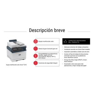 Reacondicionado | Xerox C315 A4 33 ppm Impresora inalámbrica a doble cara PS3 PCL5e/6 2 bandejas Total 251 hojas