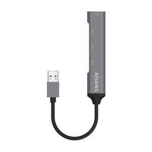 AISENS Hub USB 3.0 Aluminio, Tipo A/M - 4x Tipo A/H, Gris, 10cm Tipo A/M - 4x Tipo A/H