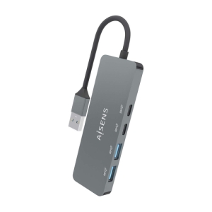 AISENS Hub USB 3.2 Gen2 10G USB-A, USB-A/M-2xUSB-C/H-2xUSB-A/H, Gris, 15cm Gris