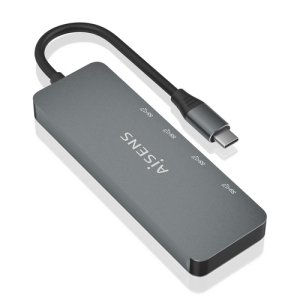 AISENS Hub USB 3.2 Gen2 10G USB-C, USB-C/M-2xUSB-C/H-2xUSB-A/H, Gris, 15cm USB-C/M-2xUSB-C/H-2xUSB-A/H