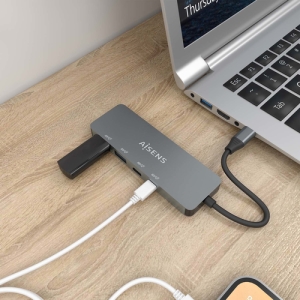 AISENS Hub USB 3.2 Gen2 10G USB-C, USB-C/M-2xUSB-C/H-2xUSB-A/H, Gris, 15cm 15cm A109-0694