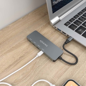 AISENS Hub USB 3.2 Gen2 10G USB-C, USB-C/M-4xUSB-C/H, Gris, 15cm 15cm A109-0695