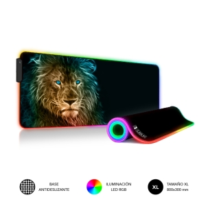 ALFOMBRILLA SUBBLIM MOUSE PAD PREMIUM LED RGB LION 800X300X4 SUBMP-02RGB10