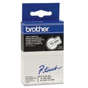 Brother TC-201 cinta para impresora de etiquetas Negro sobre blanco TC201