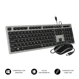 COMBO TECLADO RATON SUBBLIM WIRED ERGO KEYS SILENT FLAT HQ GREY SUBKBC-CEKE50