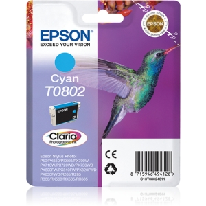 Epson Hummingbird Cartucho T0802 cian (etiqueta RF) C13T08024021