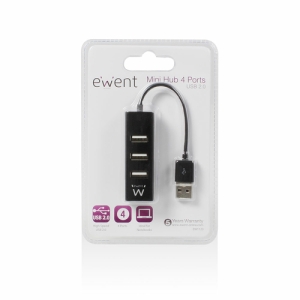 Ewent EW1123 hub de interfaz USB 2.0 480 Mbit/s Negro Ewent EW1123 hub de interfaz USB 2.0 480 Mbit/s Negro