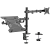 Ewent EW1519 soporte para ordenador portátil Soporte de mesa con estante para ordenador portátil y brazo para monitor Negro 39