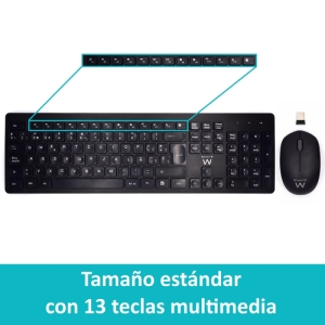 Ewent EW3256 teclado Ratón incluido RF inalámbrico QWERTY Español Negro