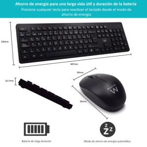 Ewent EW3256 teclado Ratón incluido RF inalámbrico QWERTY Español Negro