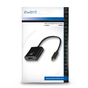 Ewent EW9825 adaptador de cable de vídeo 0,15 m USB Tipo C DisplayPort Negro Ewent EW9825 adaptador de cable de vídeo 0,15 m USB Tipo C DisplayPort Negro