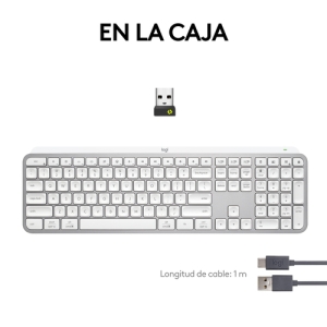 Logitech MX Keys S teclado RF Wireless + Bluetooth QWERTY Español Aluminio, Blanco Logitech MX Keys S teclado RF Wireless + Bluetooth QWERTY Español Aluminio, Blanco