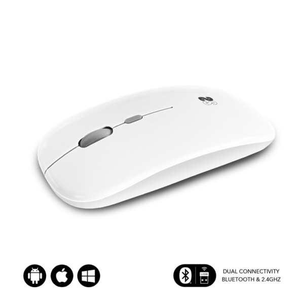 RATON SUBBLIM DUAL FLAT MOUSE WHITE RECHARGEABLE SUBMO-DFLAT21