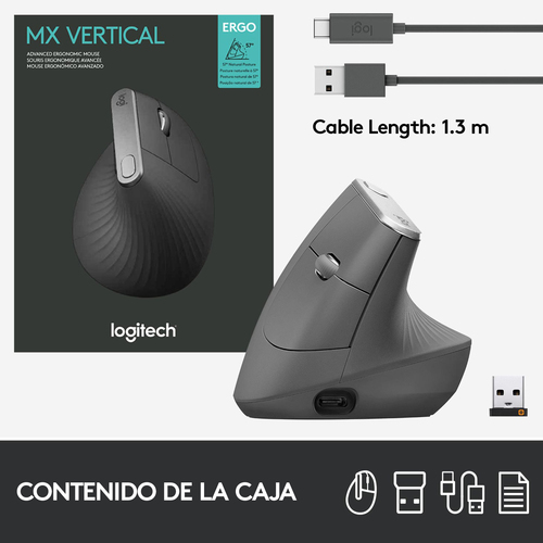 Reacondicionado | Logitech MX Vertical ratón mano derecha RF Wireless + Bluetooth Óptico 4000 DPI Reacondicionado | Logitech MX Vertical ratón mano derecha RF Wireless + Bluetooth Óptico 4000 DPI - Imagen 15