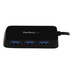 StarTech.com Adaptador Concentrador Hub Ladrón USB 3.0 Super Speed para Laptop de 4 Puertos Salidas - Negro