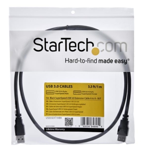 StarTech.com Cable 1m Extensión Alargador USB 3.0 SuperSpeed - Macho a Hembra USB A - Extensor - Negro