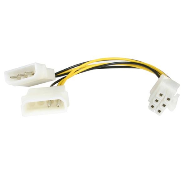 StarTech.com Cable de 15cm Adaptador de Alimentación de LP4 a PCI Express de 6 Pines para Tarjeta Gráfica LP4PCIEXADAP