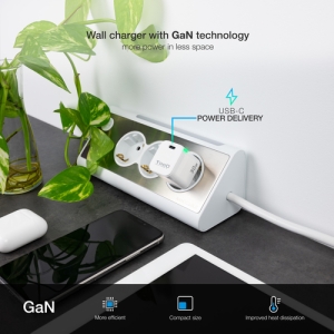 TooQ Cargador de Pared GAN USB-C/PD 30W, Blanco
