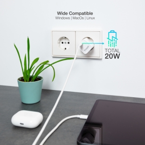 TooQ Cargador de Pared USB-C PD20W, Blanco