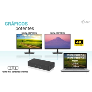i-tec USB 3.0 / USB-C / Thunderbolt 3 Professional Dual 4K Display Docking Station Generation 2 + Power Delivery 100W i-tec USB 3.0 / USB-C / Thunderbolt 3 Professional Dual 4K Display Docking Station Generation 2 + Power Delivery 100W