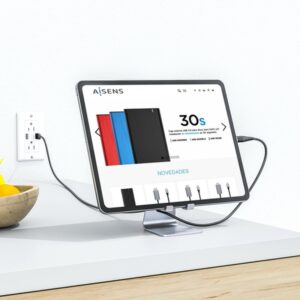 AISENS Soporte De Sobremesa Tamaño M Ajustable (1 Pivote) Para Movil / Tablet, Plata AISENS Soporte De Sobremesa Tamaño M Ajustable (1 Pivote) Para Movil / Tablet, Plata