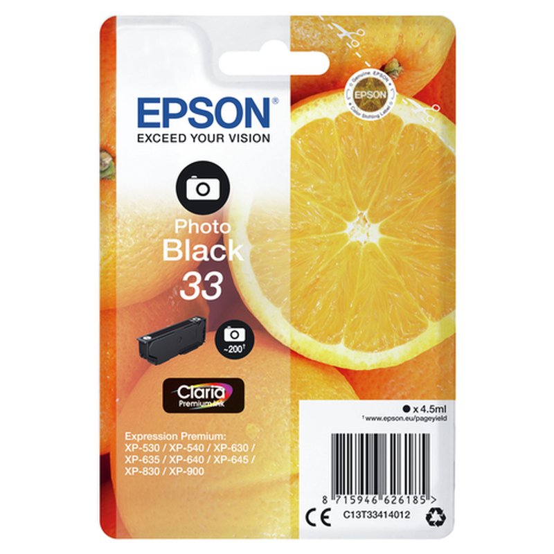 Epson Oranges Singlepack Photo Black 33 Claria Premium Ink - Imagen 3
