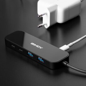Lindy 43334 hub de interfaz USB 3.2 Gen 2 (3.1 Gen 2) Type-C 10000 Mbit/s Negro Lindy 43334 hub de interfaz USB 3.2 Gen 2 (3.1 Gen 2) Type-C 10000 Mbit/s Negro