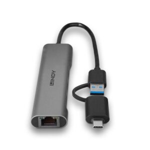 Lindy_43379_hub_de_interfaz_USB_3.2_Gen_1_(3.1_Gen_1)_Type-A_+_Type-C_5000_Mbit/s_Gris