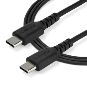 StarTech.com Cable de 1m de Carga USB C - de Carga Rápida y Sincronización USB 2.0 Tipo C a USB C para Portátiles - Revestimiento TPE de Fibra de Aramida M/M 60W Negro - iPad Pro Surface