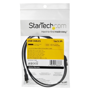 StarTech.com Cable de 1m de Carga USB C - de Carga Rápida y Sincronización USB 2.0 Tipo C a USB C para Portátiles - Revestimiento TPE de Fibra de Aramida M/M 60W Negro - iPad Pro Surface