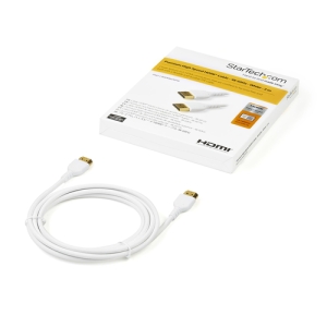 StarTech.com Cable de 2m HDMI 2.0 Certificado Premium de alta velocidad con Ethernet - Durable - UHD 4K 60Hz - con Fibra de Aramida - HDMI 2.0 - TPE - para Monitores y TV - Blanco