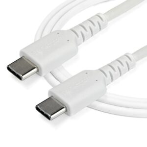 StarTech.com Cable de 1m de Carga USB C - de Carga Rápida y Sincronización USB 2.0 Tipo C a USB C para Portátiles - Revestimiento TPE de Fibra de Aramida M/M 60W Blanco - iPad Pro Surface StarTech.com Cable de 1m de Carga USB C - de Carga Rápida y Sincronización USB 2.0 Tipo C a USB C para Portátiles - Revestimiento TPE de Fibra de Aramida M/M 60W Blanco - iPad Pro Surface