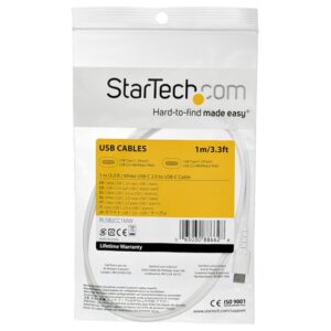 StarTech.com Cable de 1m de Carga USB C - de Carga Rápida y Sincronización USB 2.0 Tipo C a USB C para Portátiles - Revestimiento TPE de Fibra de Aramida M/M 60W Blanco - iPad Pro Surface StarTech.com Cable de 1m de Carga USB C - de Carga Rápida y Sincronización USB 2.0 Tipo C a USB C para Portátiles - Revestimiento TPE de Fibra de Aramida M/M 60W Blanco - iPad Pro Surface